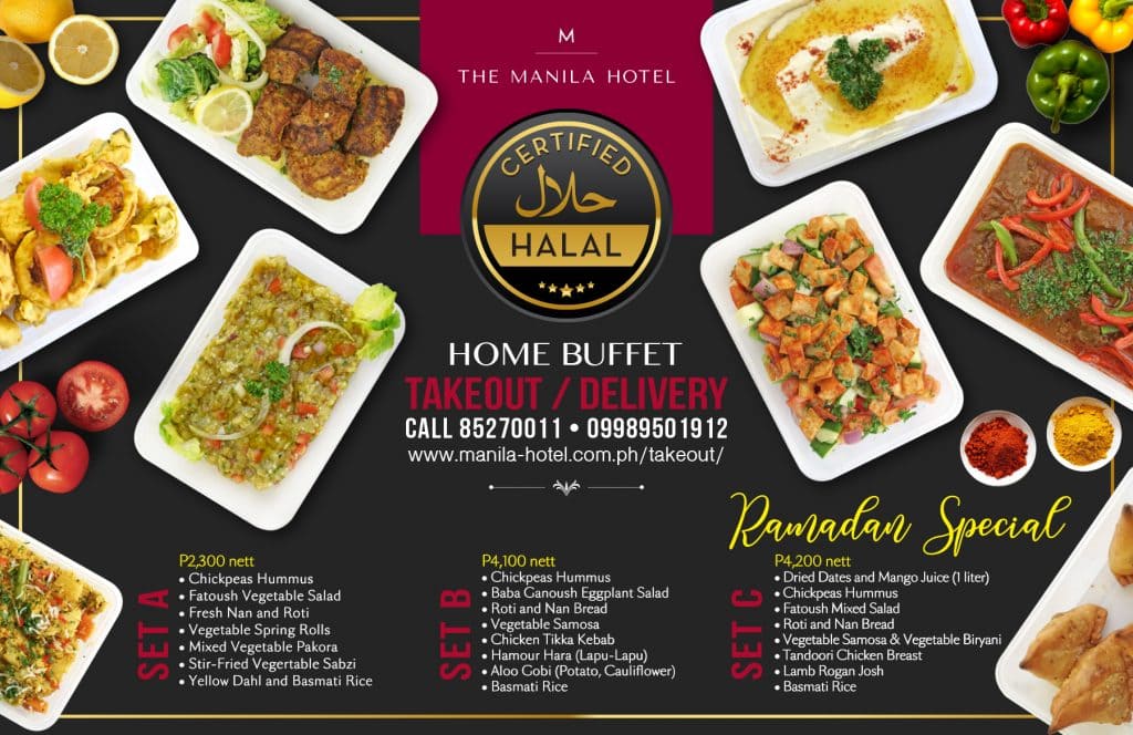 The Manila Hotel Café IlangIlang offers halalcertified food for Takeout and Delivery The